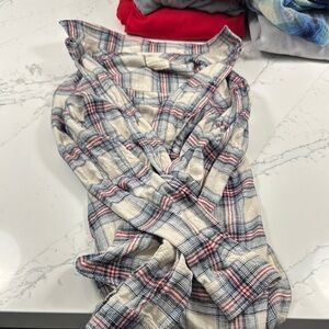American Eagle Outfitters Red and Blue Plaid Shirt